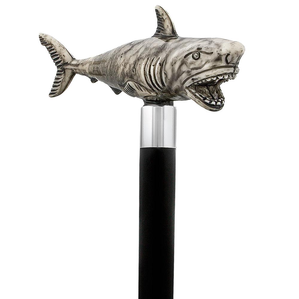 Scratch and Dent Tiger Shark Handle Cane w/ Custom Shaft & Collar V1825 Fish Walking Canes - Tophatter Daily Deals