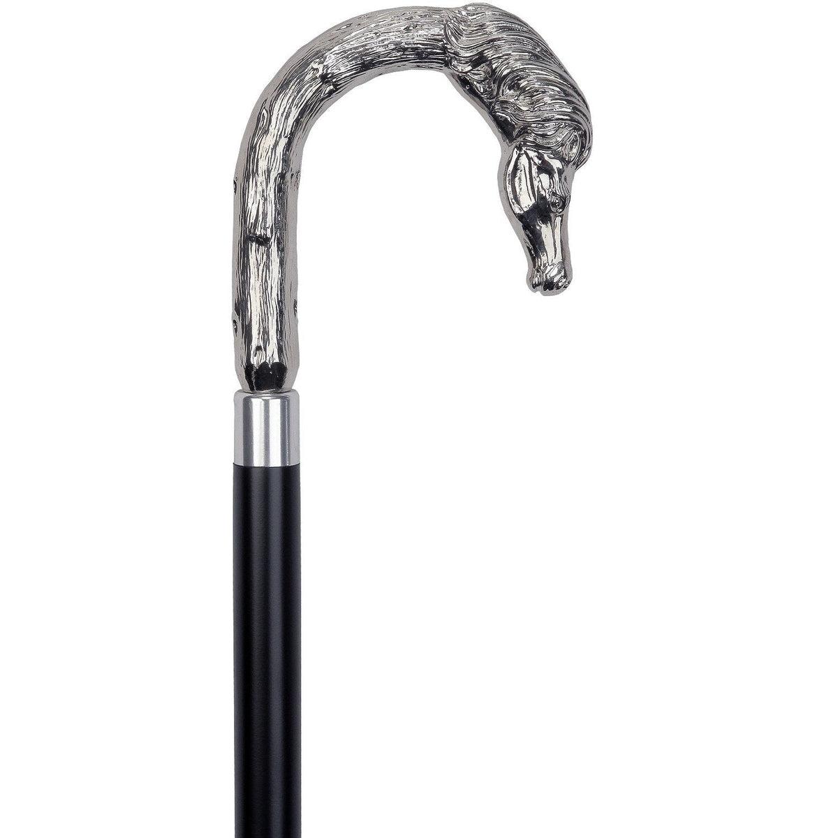Elegant Nickel Plated Horse Tourist Style Walking Cane- Italian Handle w/custom shaft and collar Horse Walking Canes - Tophatter Daily Deals