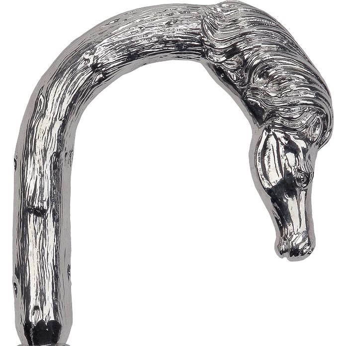 Elegant Nickel Plated Horse Tourist Style Walking Cane- Italian Handle w/custom shaft and collar Horse Walking Canes - Tophatter Daily Deals