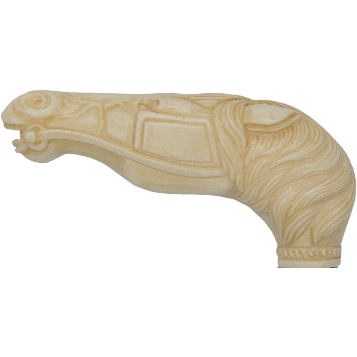 Faux Ivory Stallion Horse Head Cane - Italian Handle w/Custom Shaft and Collar Horse Walking Canes - Tophatter Daily Deals
