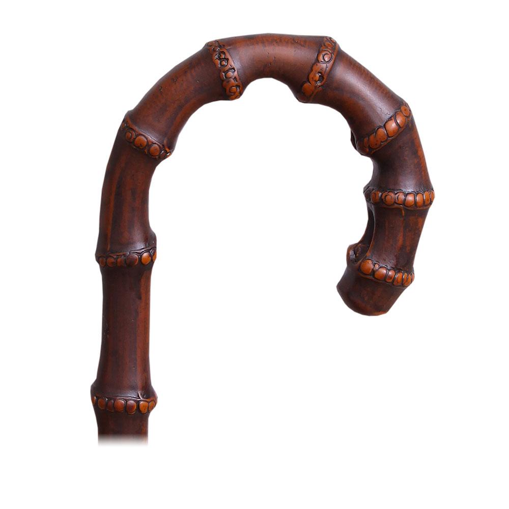 Bamboo Crook Imitation Wood Handle Cane Italian Handle w/ Custom Shaft & Collar Italian Handles - Tophatter Daily Deals