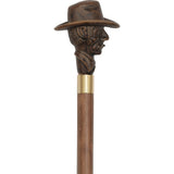 Brown Cowboy with Hat Imitation Wood Cane -Italian Handle w/Custom Shaft and Collar Italian Handles - Tophatter Daily Deals