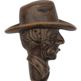 Brown Cowboy with Hat Imitation Wood Cane -Italian Handle w/Custom Shaft and Collar Italian Handles - Tophatter Daily Deals