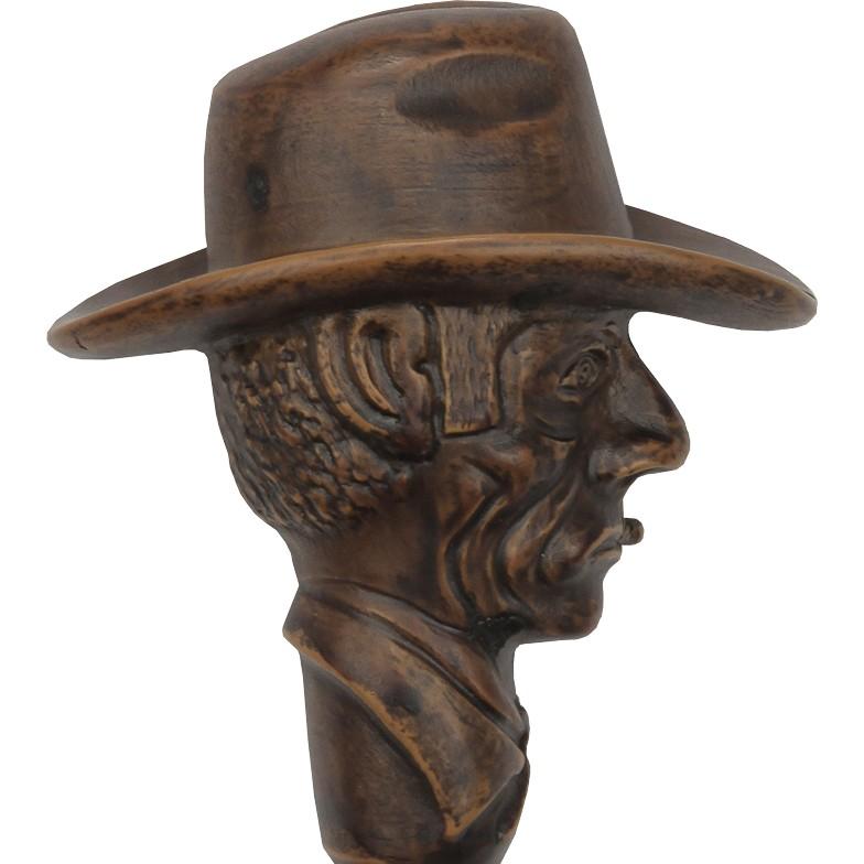 Brown Cowboy with Hat Imitation Wood Cane -Italian Handle w/Custom Shaft and Collar Italian Handles - Tophatter Daily Deals