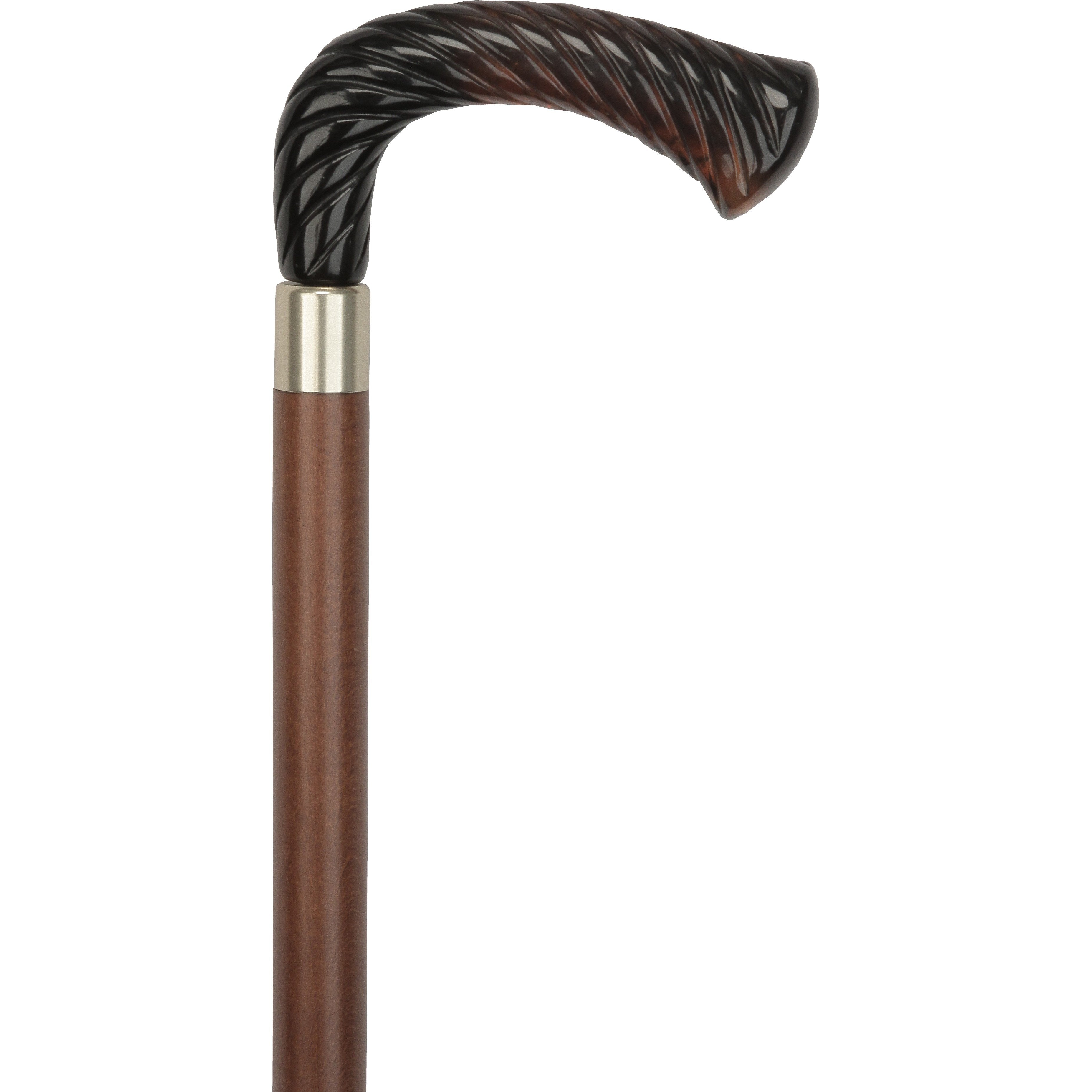 Elegant Opera Shaped Twist Handle-Italian Handle Cane w/ Custom Shaft and Collar Italian Handles - Tophatter Daily Deals