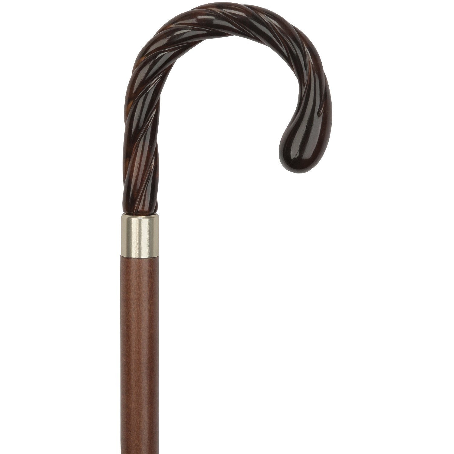 Elegant Twisted Imitation Tortoise Shell Tourist Cane - Italian Handle w/ Custom Options Italian Handles - Tophatter Daily Deals