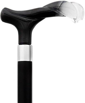 Elegantly Twisted Black Crystal Fritz Handle Cane w/ Custom Shaft & Collar Italian Handles - Tophatter Daily Deals