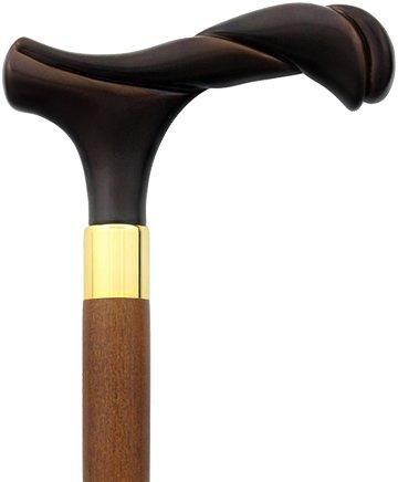 Elegantly Twisted Dark Brown Faux Wood Fritz Handle Cane w/ Custom Shaft & Collar Italian Handles - Tophatter Daily Deals