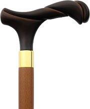 Elegantly Twisted Dark Brown Faux Wood Fritz Handle Cane w/ Custom Shaft & Collar Italian Handles - Tophatter Daily Deals