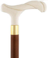 Elegantly Twisted Faux Ivory Fritz Handle Cane w/ Custom Shaft & Collar Italian Handles - Tophatter Daily Deals