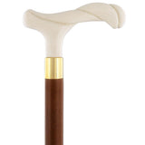 Elegantly Twisted Faux Ivory Fritz Handle Cane w/ Custom Shaft & Collar Italian Handles - Tophatter Daily Deals