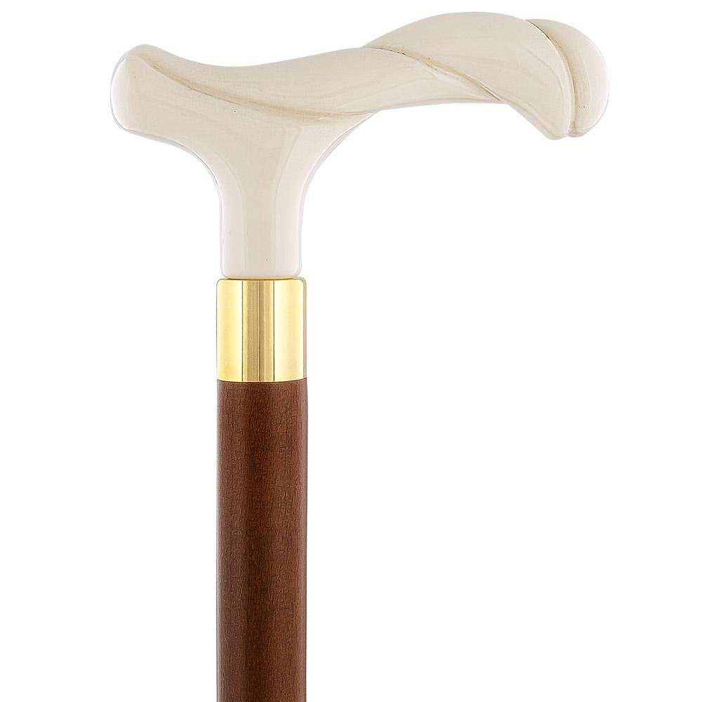 Elegantly Twisted Faux Ivory Fritz Handle Cane w/ Custom Shaft & Collar Italian Handles - Tophatter Daily Deals