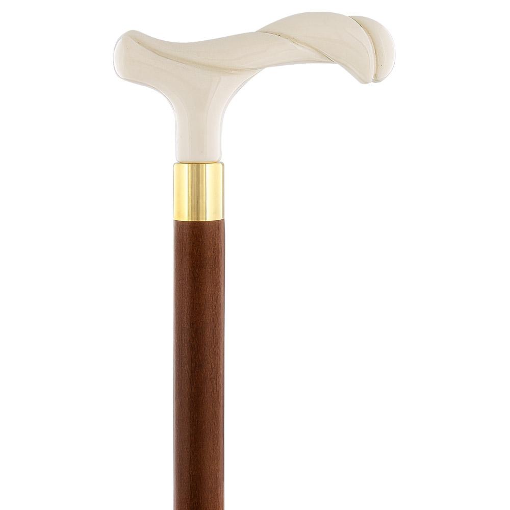 Elegantly Twisted Faux Ivory Fritz Handle Cane w/ Custom Shaft & Collar Italian Handles - Tophatter Daily Deals
