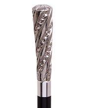 Embossed Elongated Nickel Plated Handle Cane Italian Handle w/ Custom Shaft & Collar Italian Handles - Tophatter Daily Deals