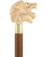Ferocious Faux Ivory Roaring Lion Knob Handle Walking Cane w/ Custom Shaft & Collar Lion Walking Canes - Tophatter Daily Deals