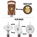 Hammock Chair Cane: Genuine Leather, Adjustable - Spike Tip Sitting Canes - Tophatter Daily Deals