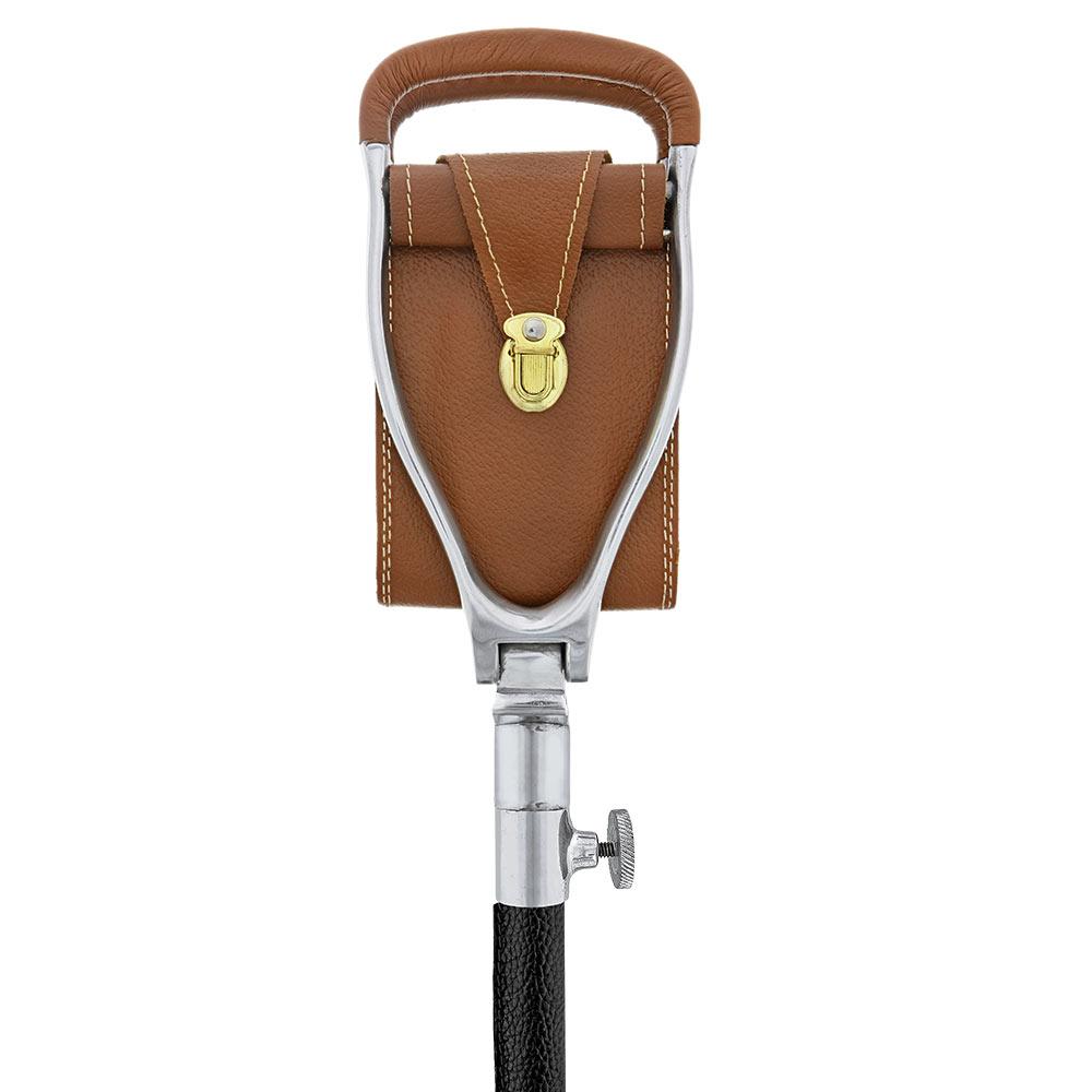 Hammock Chair Cane: Genuine Leather, Adjustable - Spike Tip Sitting Canes - Tophatter Daily Deals