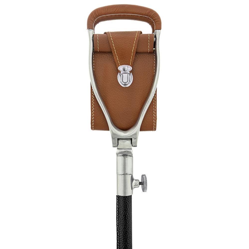 Hammock Chair Cane: Genuine Leather, Adjustable - Spike Tip Sitting Canes - Tophatter Daily Deals