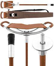 Hammock Chair Cane: Genuine Leather, Adjustable - Spike Tip Sitting Canes - Tophatter Daily Deals