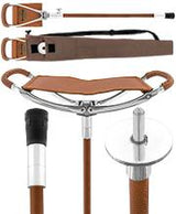 Hammock Chair Cane: Genuine Leather, Adjustable - Spike Tip Sitting Canes - Tophatter Daily Deals