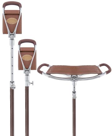 Hammock Chair Cane: Genuine Leather, Adjustable - Spike Tip Sitting Canes - Tophatter Daily Deals