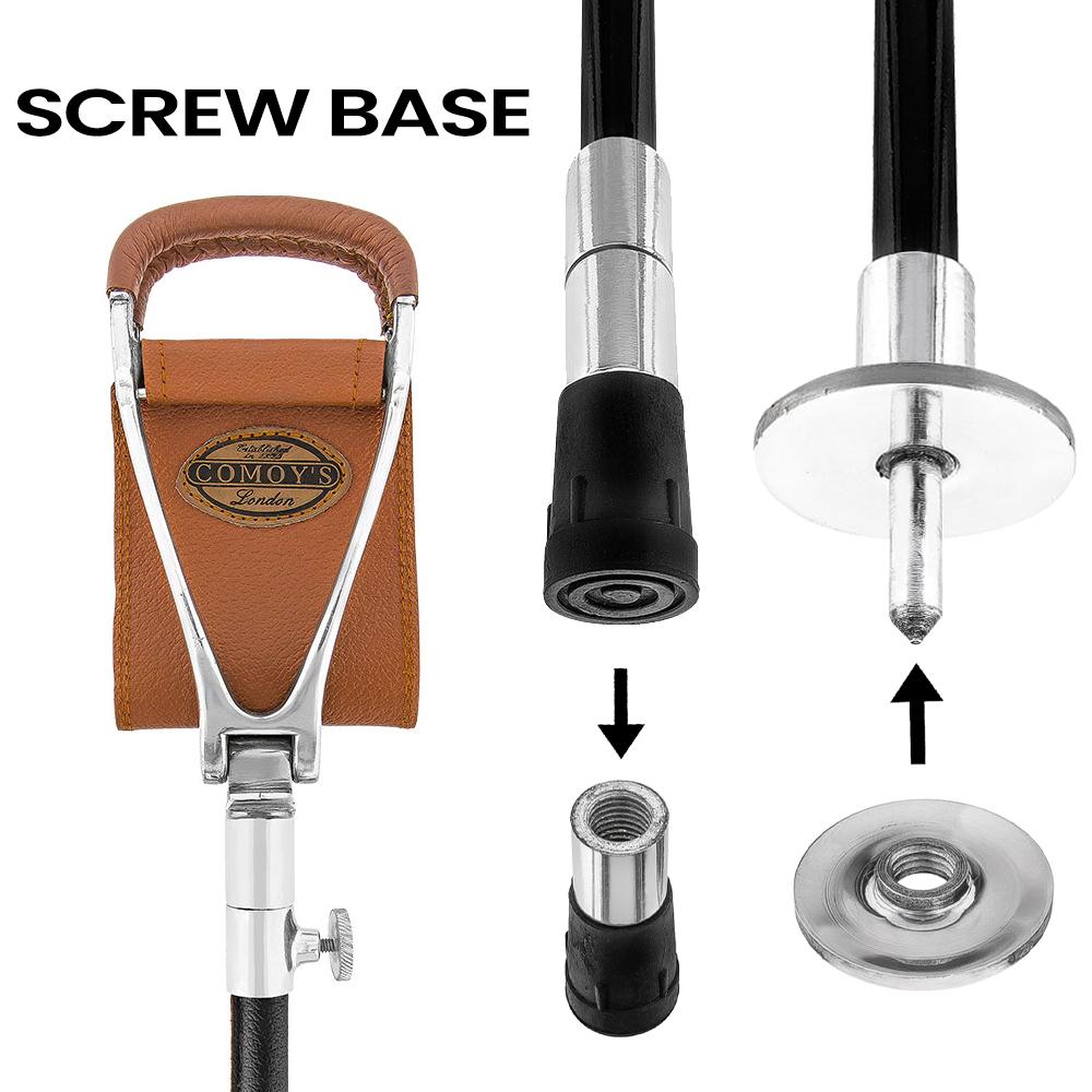 Hammock Chair Cane: Genuine Leather, Adjustable - Spike Tip Sitting Canes - Tophatter Daily Deals