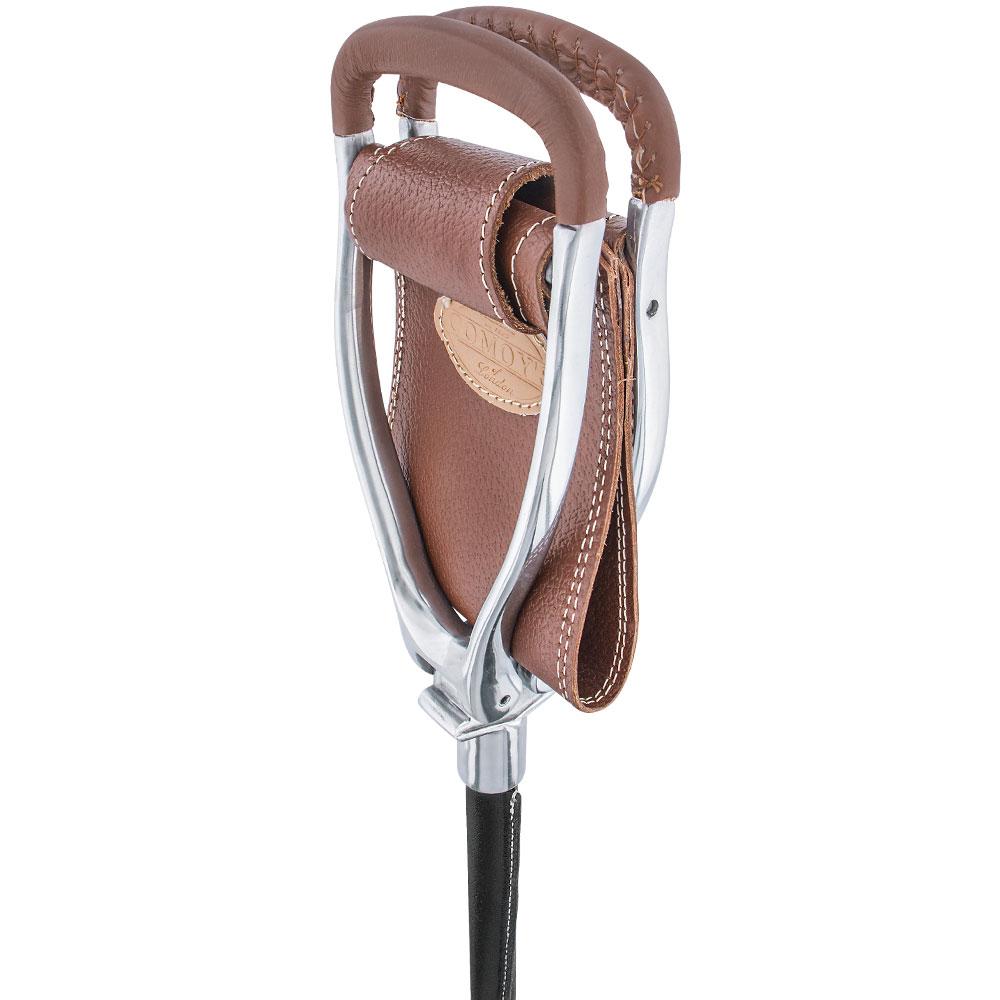 Genuine Leather Brown Cane Hammock Chair - Black Shaft - Non-Adjustable Sitting Canes - Tophatter Daily Deals