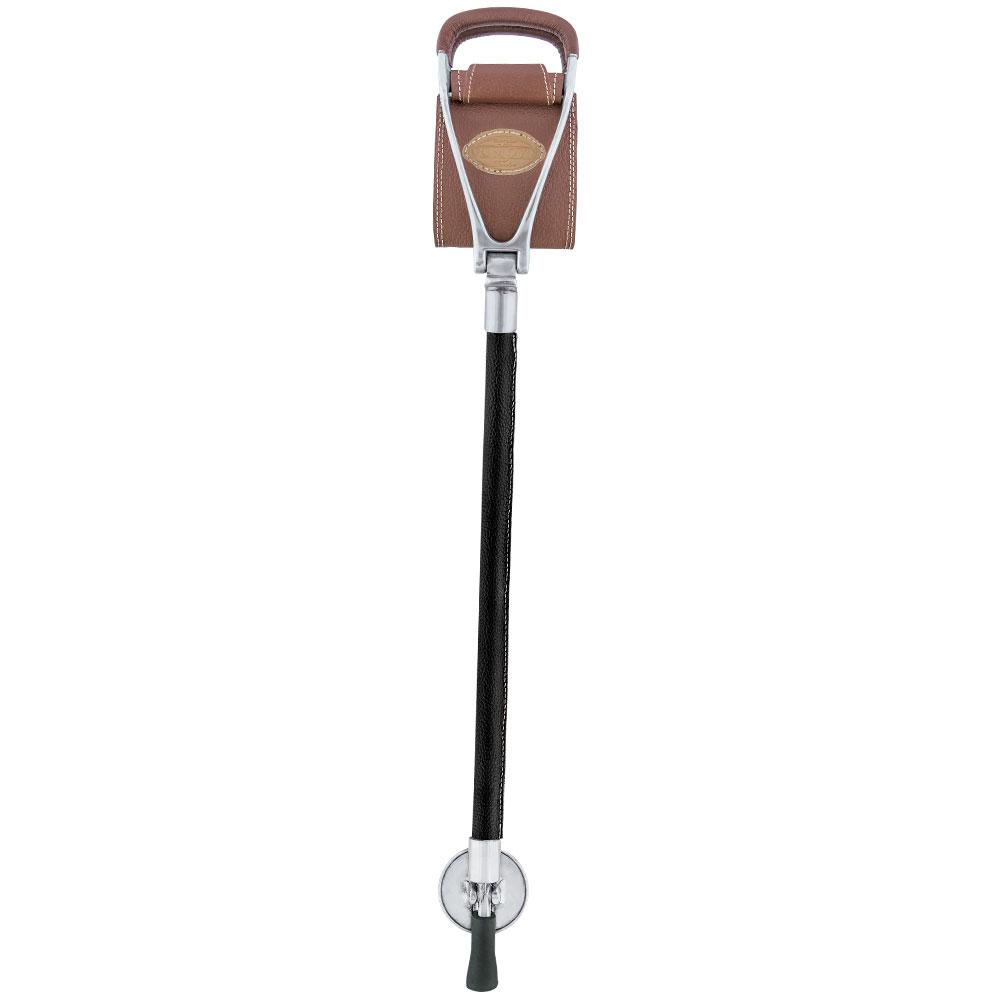 Genuine Leather Brown Cane Hammock Chair - Black Shaft - Non-Adjustable Sitting Canes - Tophatter Daily Deals