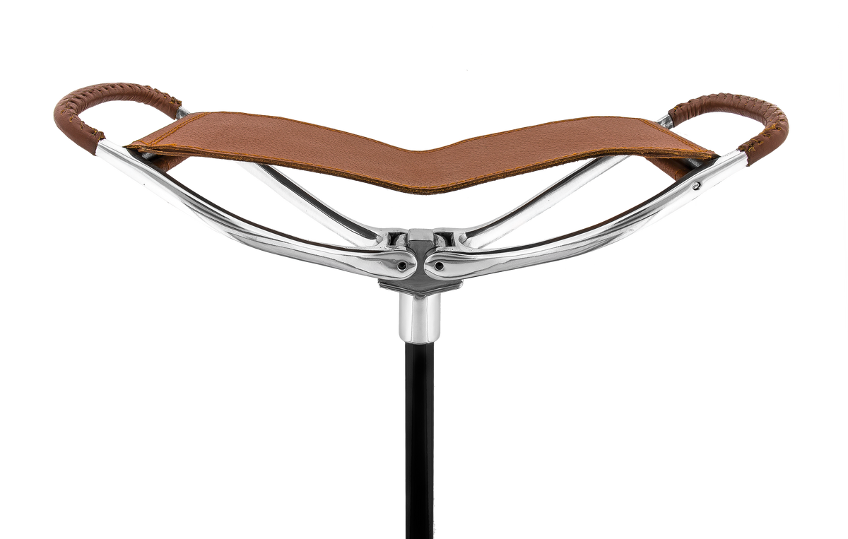 Genuine Leather Brown Cane Hammock Chair - Black Shaft - Non-Adjustable Sitting Canes - Tophatter Daily Deals