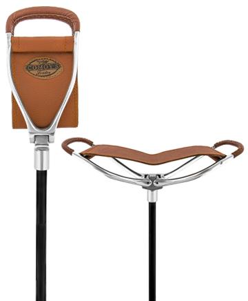 Genuine Leather Brown Cane Hammock Chair - Black Shaft - Non-Adjustable Sitting Canes - Tophatter Daily Deals