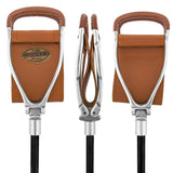 Genuine Leather Brown Cane Hammock Chair - Black Shaft - Non-Adjustable Sitting Canes - Tophatter Daily Deals