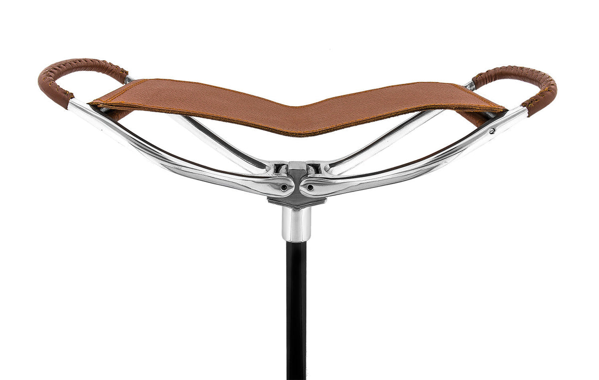 Hammock Chair Cane: Genuine Leather, Adjustable - Spike Tip Sitting Canes - Tophatter Daily Deals