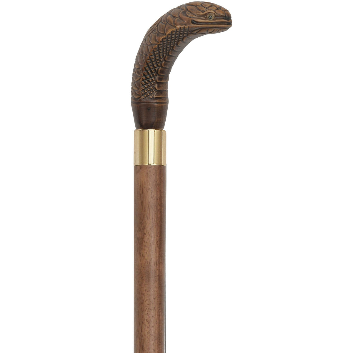 Brown King Cobra Imitation Wood Handle - Italian Handle w/Custom Shaft and Collar Snake Walking Canes - Tophatter Daily Deals