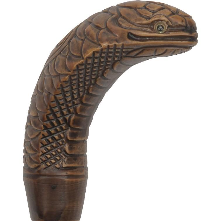 Brown King Cobra Imitation Wood Handle - Italian Handle w/Custom Shaft and Collar Snake Walking Canes - Tophatter Daily Deals