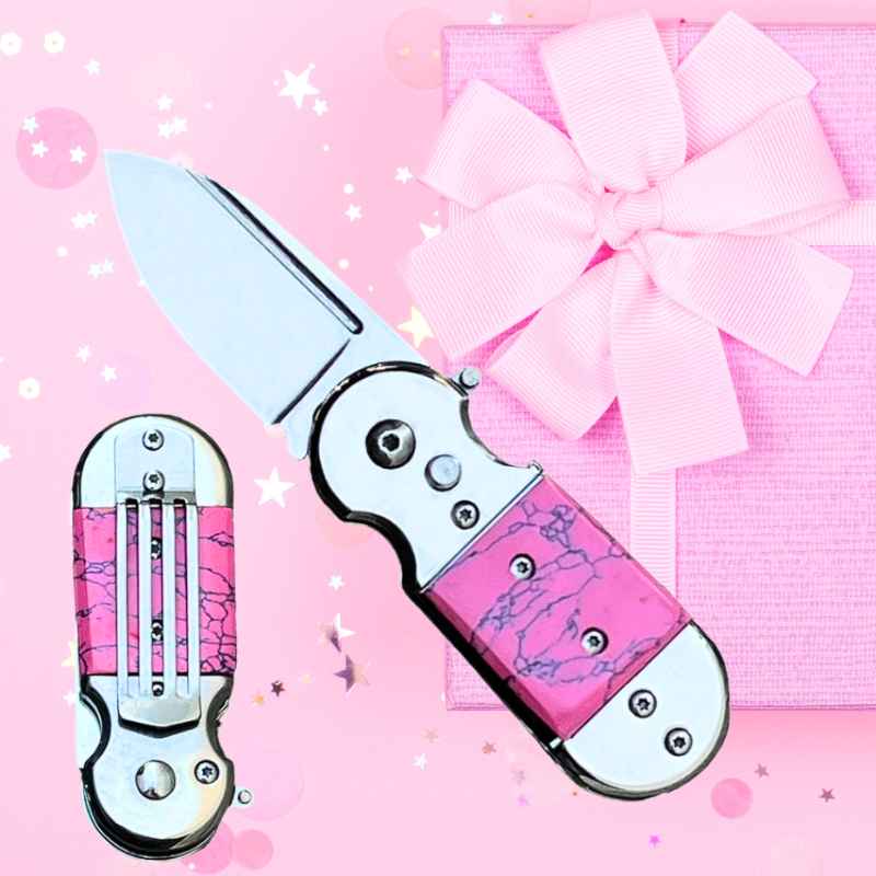 Pink Marble Mini Pocket Knife Money Clip Knives & Knuckles - Tophatter Daily Deals