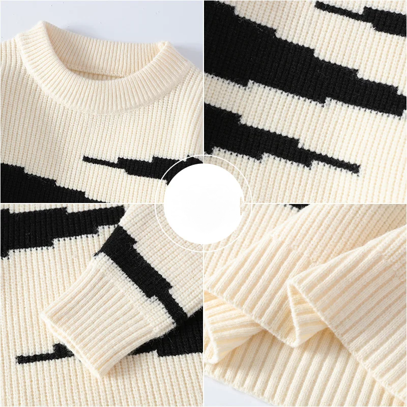 Computer Knitted Unisex Round Neck Pullover Knit Sweater Men's Clothing - Tophatter Daily Deals