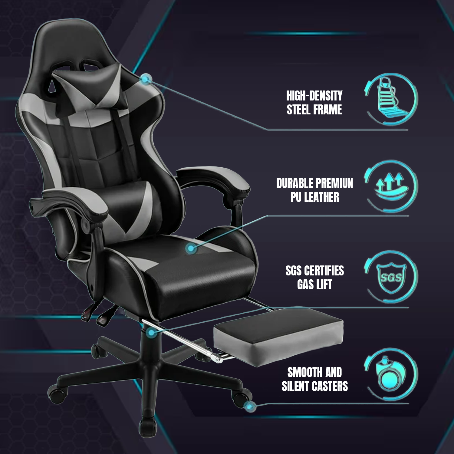Computer Gaming Office Chair – Executive Style Gamer Chair with Wheels for Home & Office Office Chairs - Tophatter Daily Deals