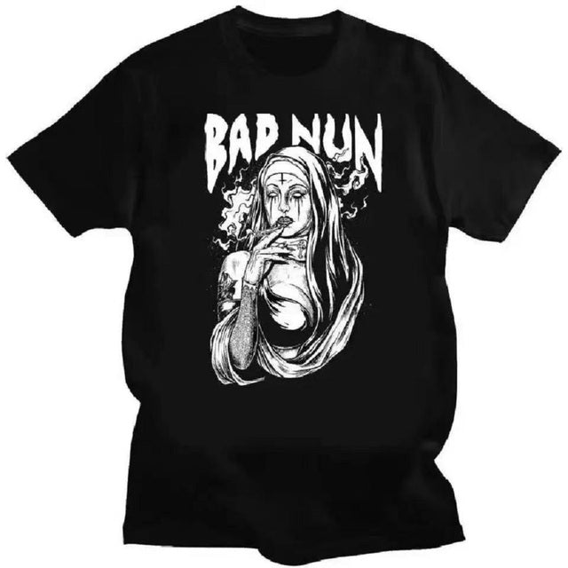 Comfort Funny Tee Shirt Print Satanic Nun Black - 01 Tee - Tophatter Daily Deals