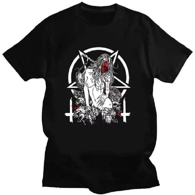 Comfort Funny Tee Shirt Print Satanic Nun Black - 04 Tee - Tophatter Daily Deals