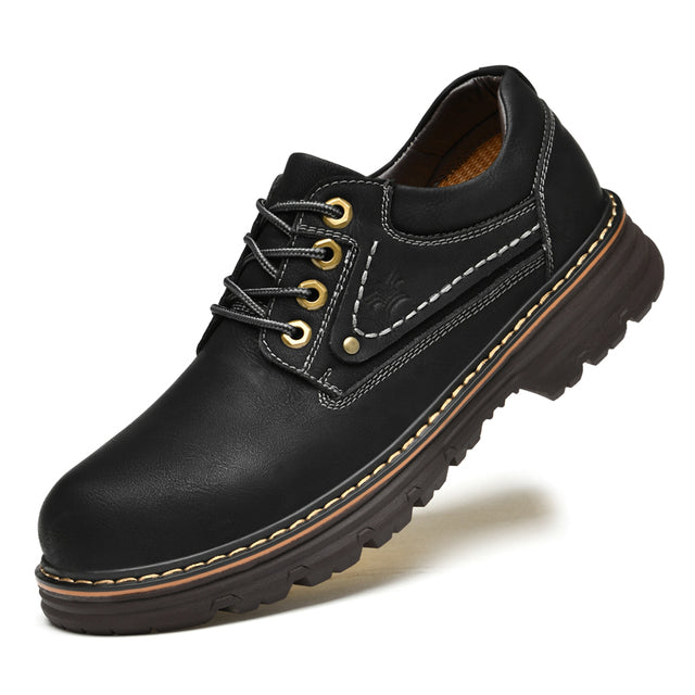Comfortable and Roomy Leather Men's Shoes Black Leather Shoes - Tophatter Daily Deals
