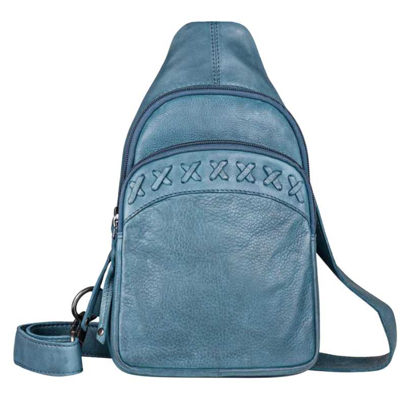 Taylor Leather Conceal Carry Sling Backpack Purse Blue Handgun Purses - Tophatter Daily Deals