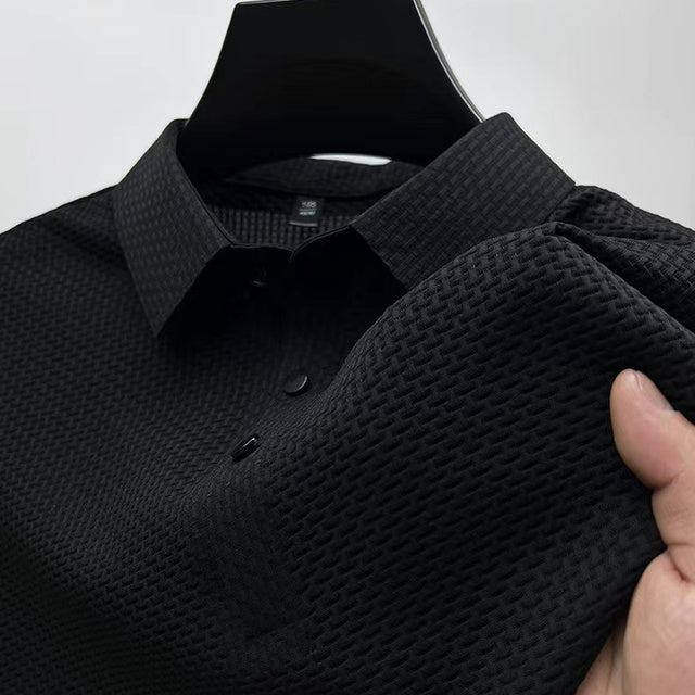 Cool and Breathable Polo Shirt Black Men T-Shirts - Tophatter Daily Deals