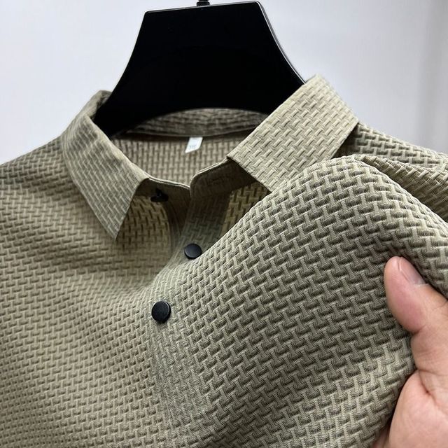 Cool and Breathable Polo Shirt Beige Men T-Shirts - Tophatter Daily Deals