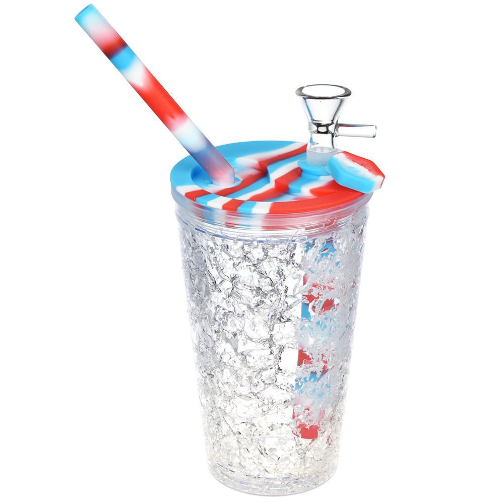 Cooling Freeze Travel Cup Bubbler Red White Blue Silicone Bubblers - Tophatter Daily Deals
