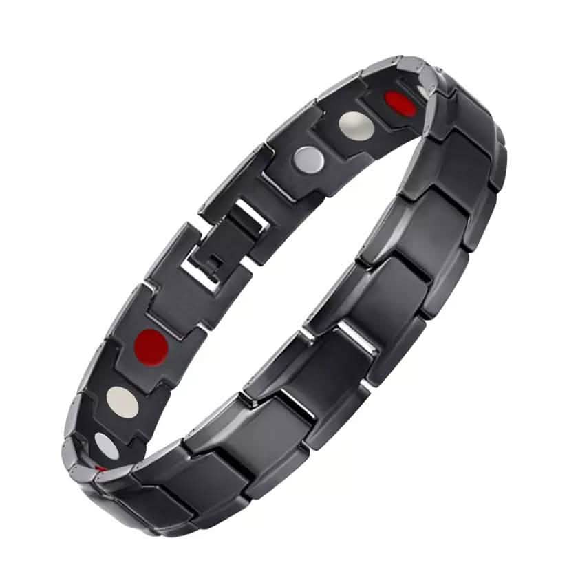 Copper Alloy Magnetic Healthy Care Stone Therapeutic Energy Healing Bracelet Black Bracelets - Tophatter Daily Deals