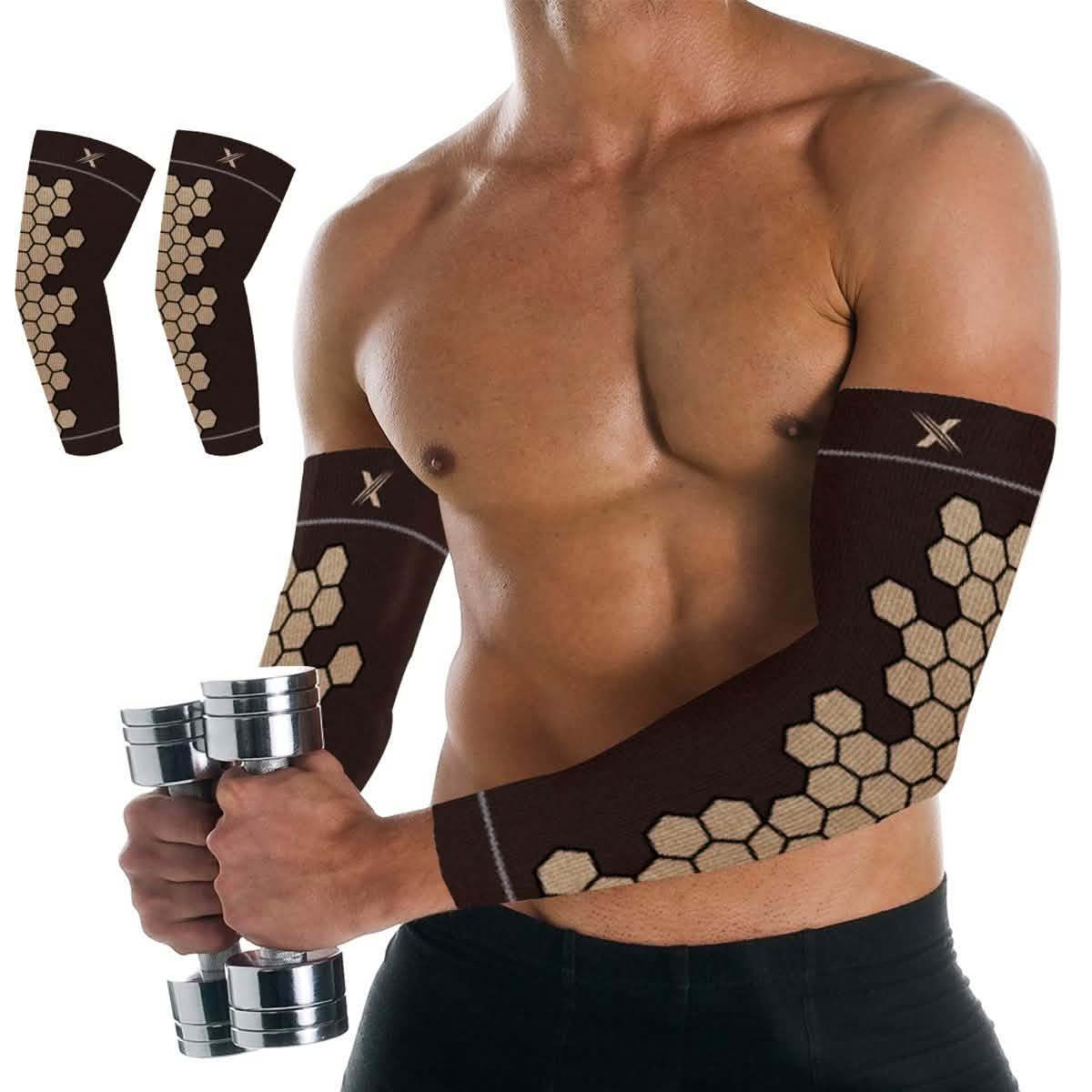 Copper Infused Arm Compression Elbow Support Sleeves Black Health & Wellness - Tophatter Daily Deals