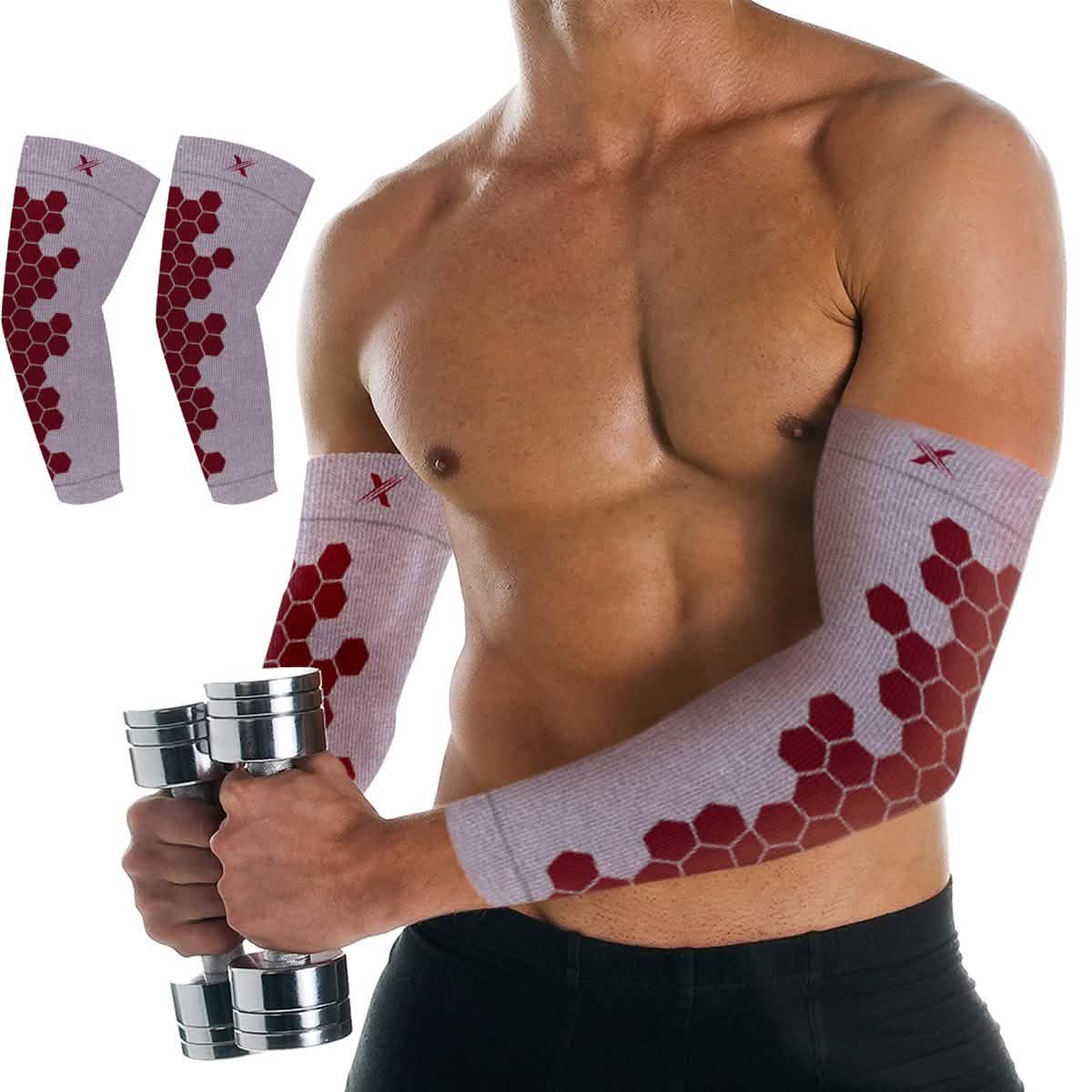 Copper Infused Arm Compression Elbow Support Sleeves Gray Health & Wellness - Tophatter Daily Deals