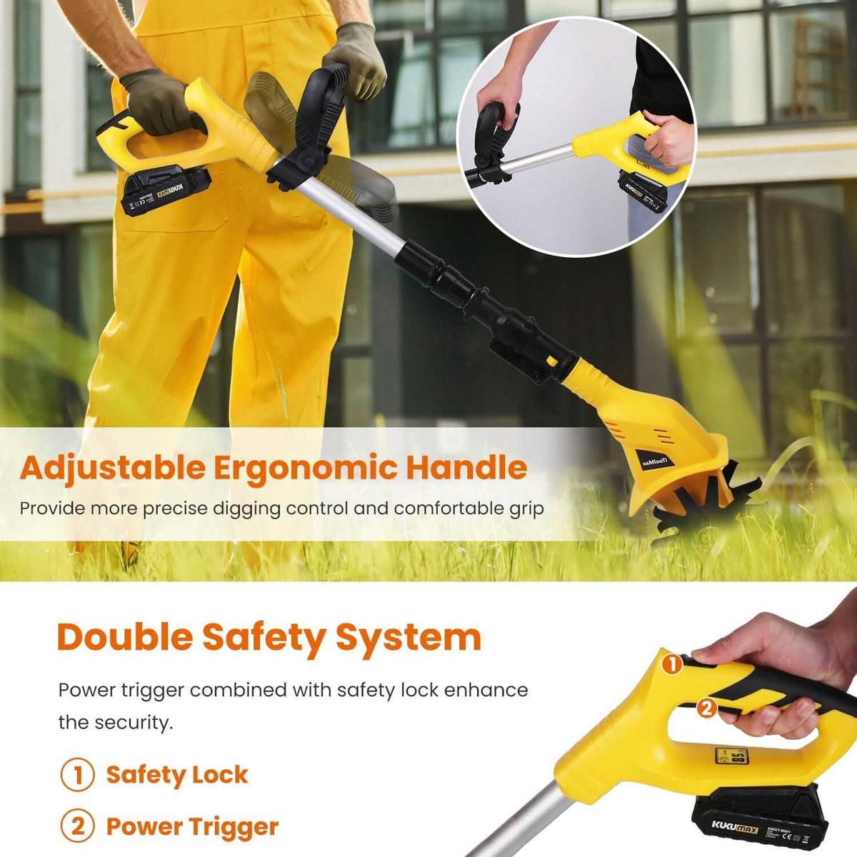 Cordless Electric Garden Tiller Cultivator With 20V Rechargeable Battery Garden & Patio - Tophatter Daily Deals