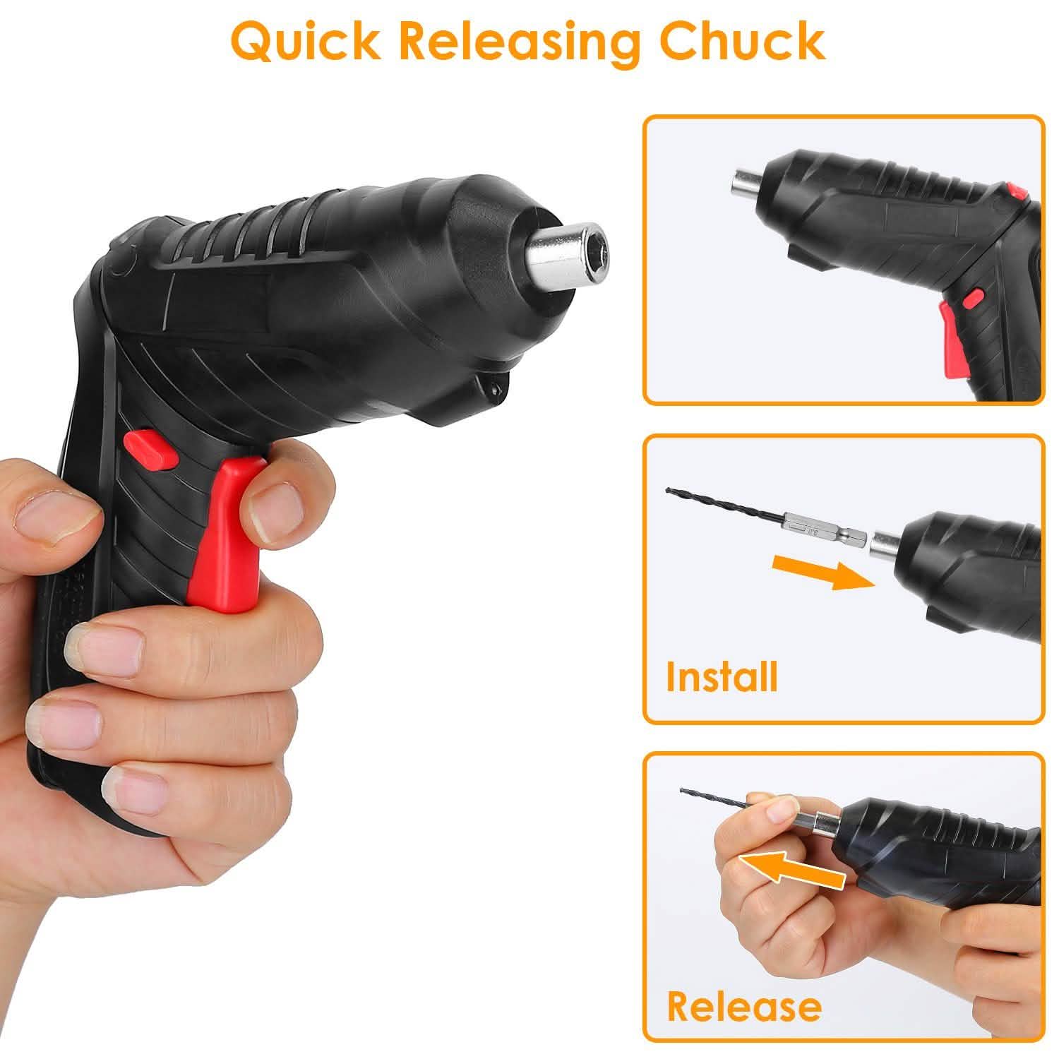 Cordless Electric Screwdriver Set with LED Work Light USB Rechargeable Home Improvement - Tophatter Daily Deals