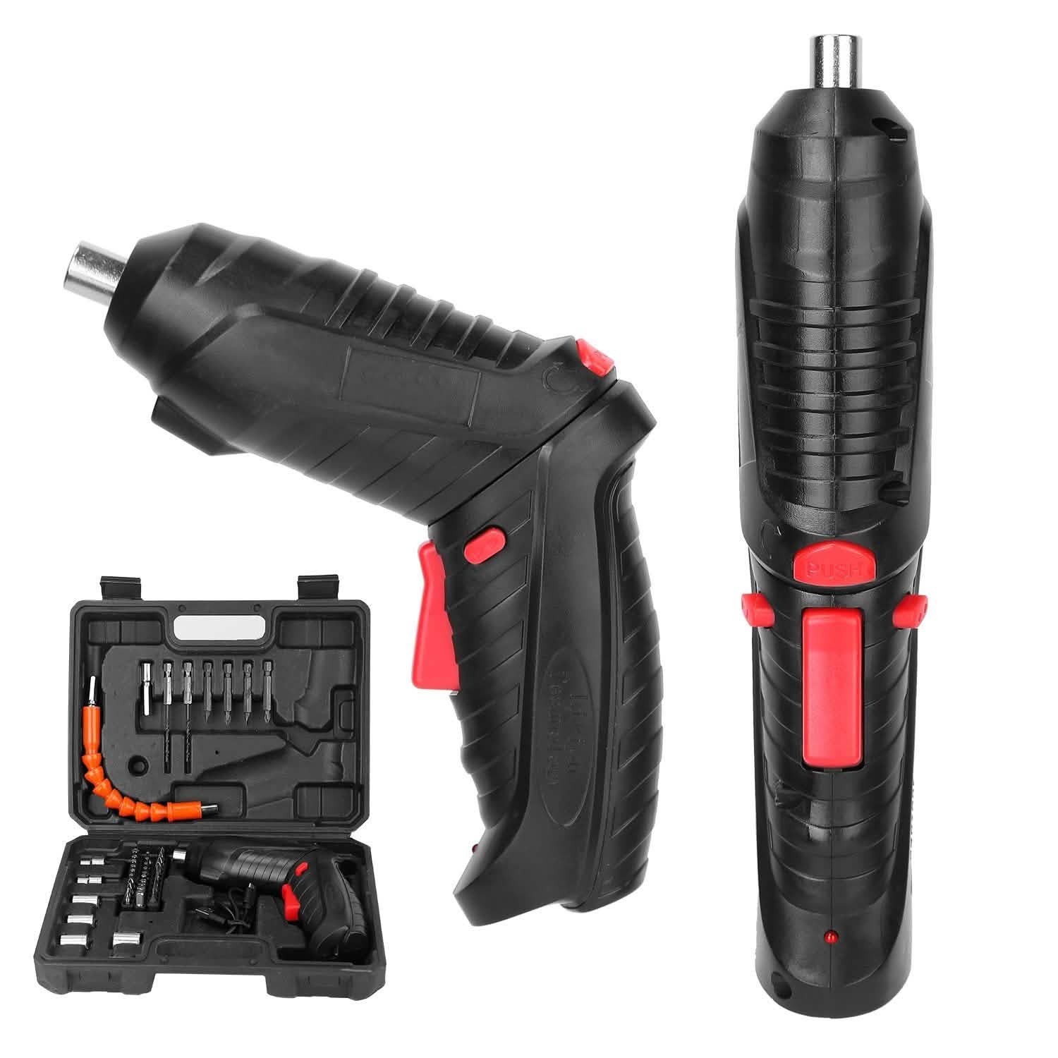 Cordless Electric Screwdriver Set with LED Work Light USB Rechargeable Home Improvement - Tophatter Daily Deals